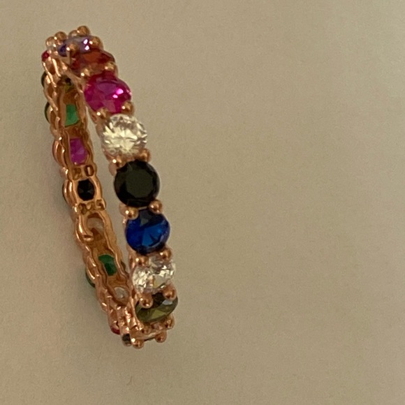 925 silver band ring round cz rose gold plated - Picture 7 of 7